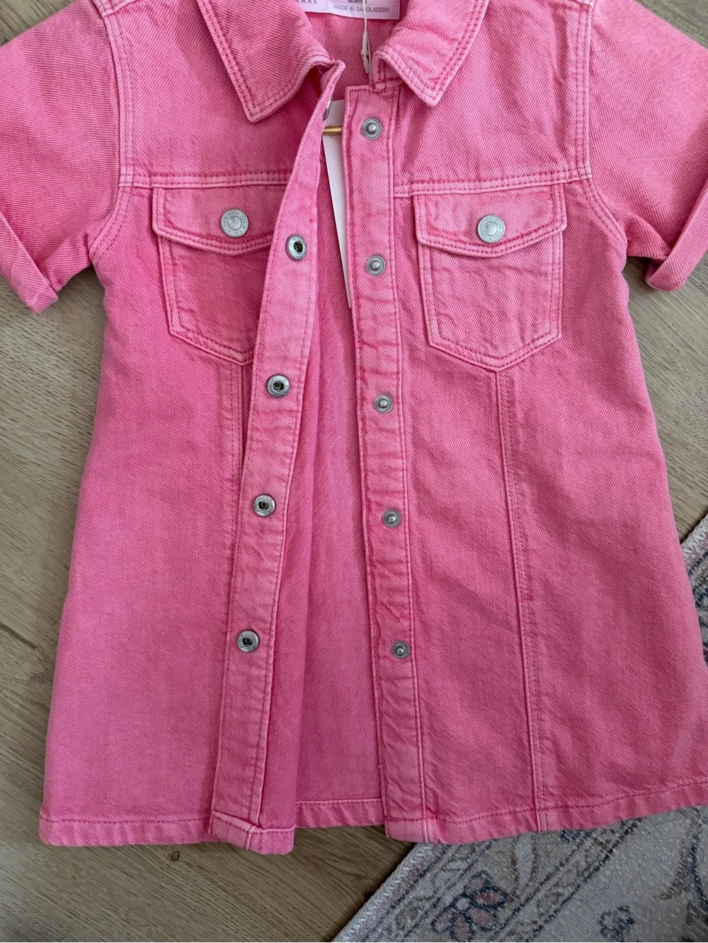NWT zara toddler pink denim button shirt dress size 12-18 months